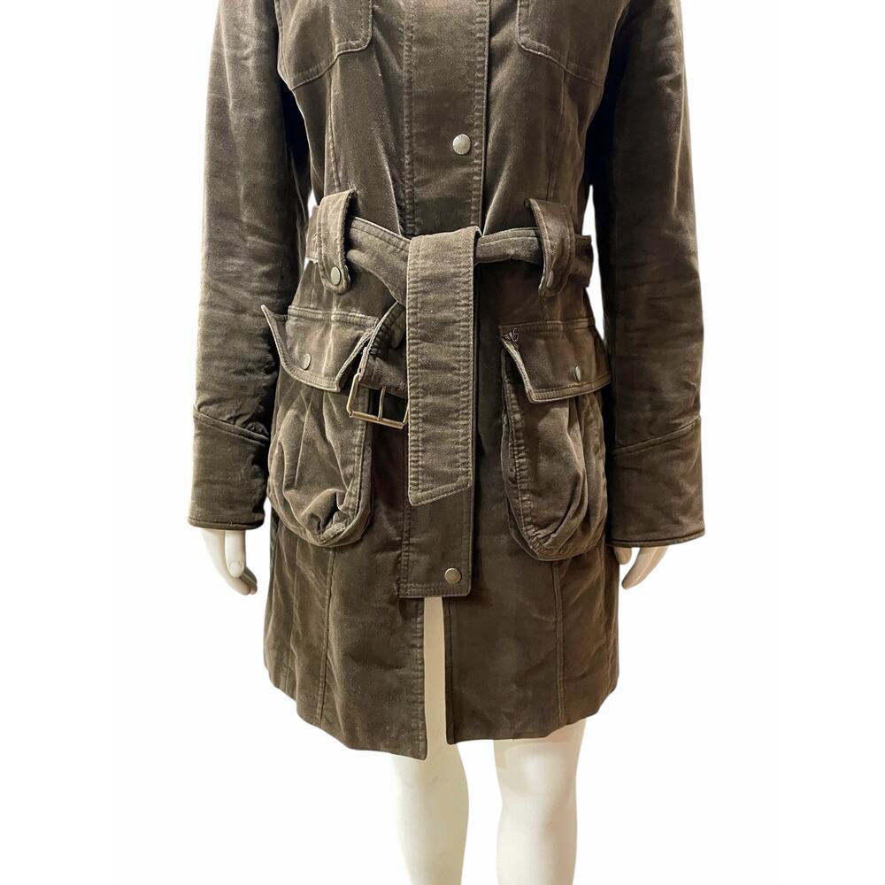 Esprit Utility Belted Jacket Green Brown Military Style Women’s Size Small - Picture 5 of 15